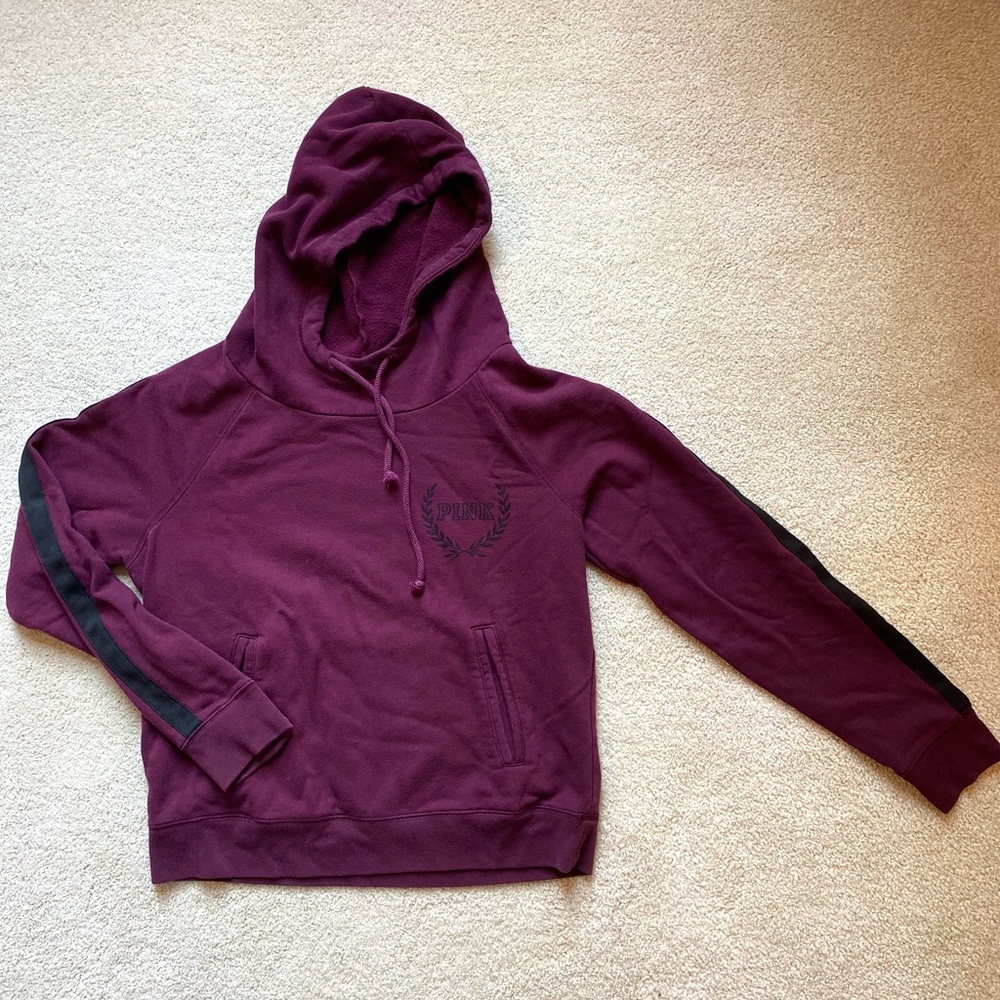 PINK Victoria's Secret Maroon Hoodie with Black Accents